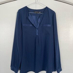 Lafayette 148 New York Women's Navy Blue 100% silk blouse size 10